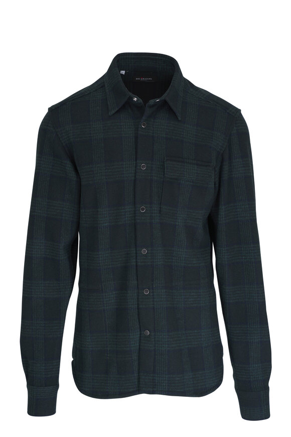 Kiton - Green Plaid Wool Overshirt