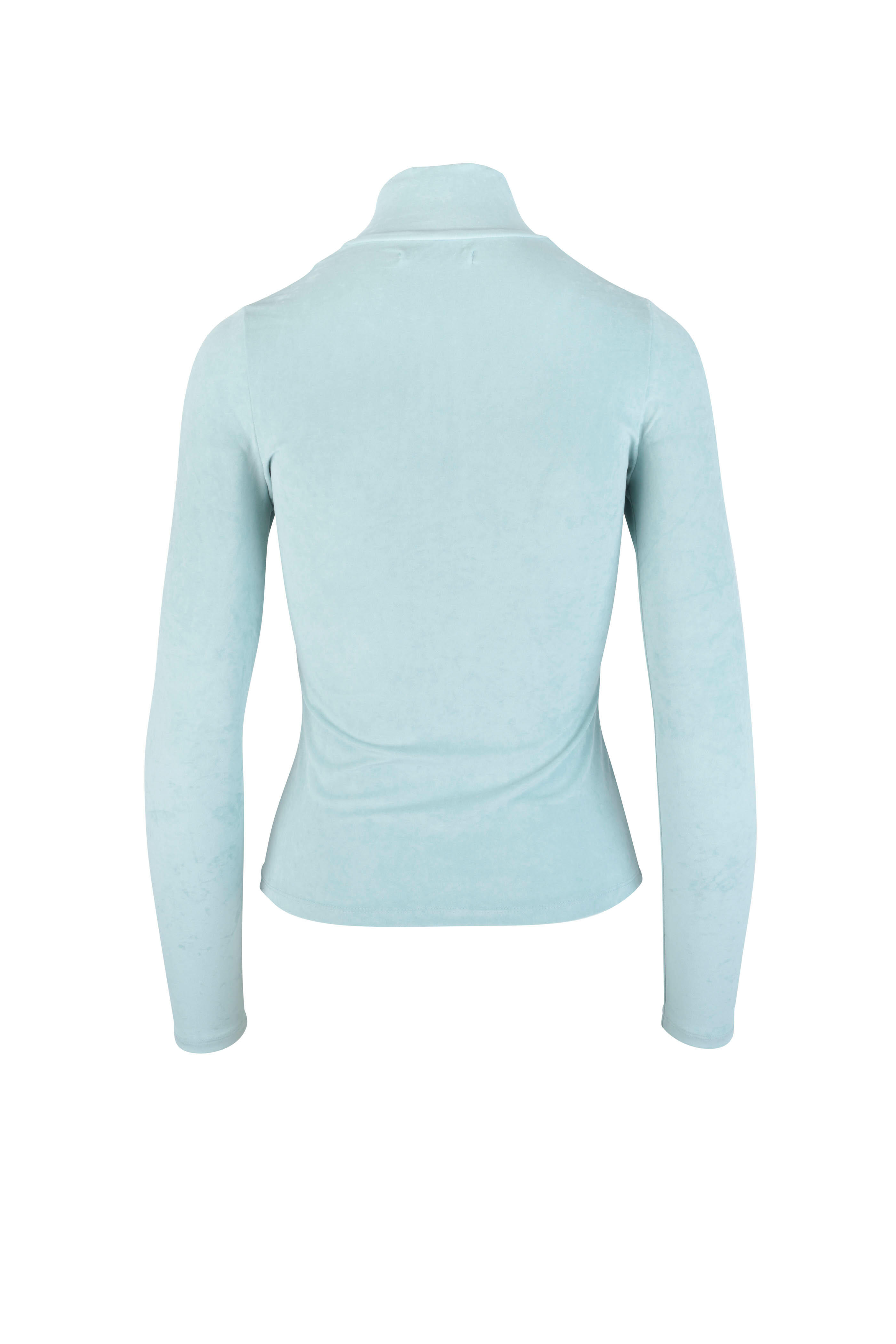 John Elliott - Celadon Velvet Jersey Quarter-Zip Top