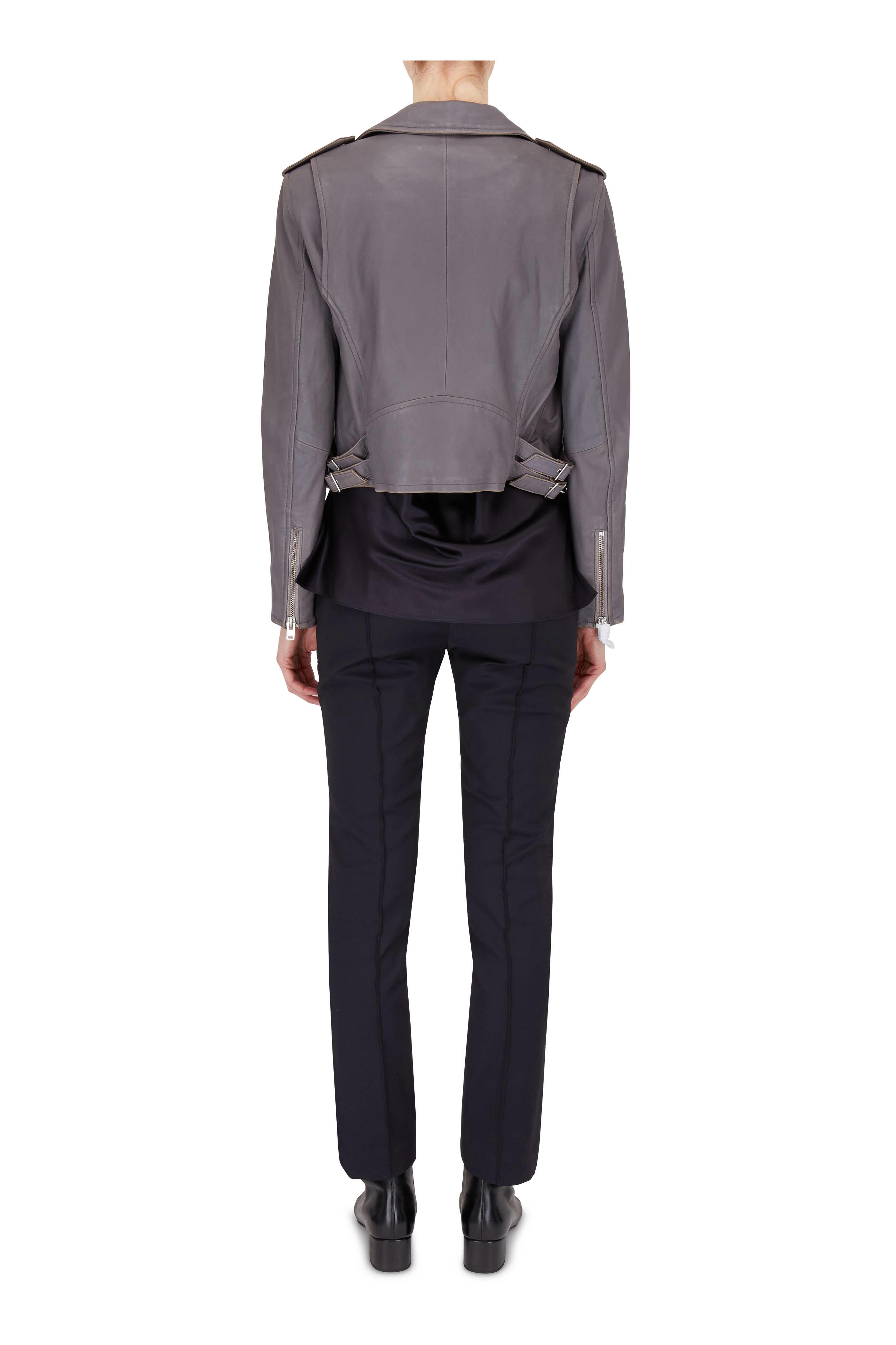 IRO - Ashville Dark Gray Leather Moto Jacket