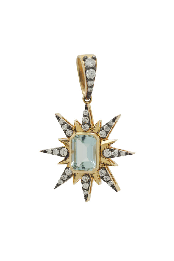 Marlo Laz -  Starburst Aquamarine & Diamond Charm