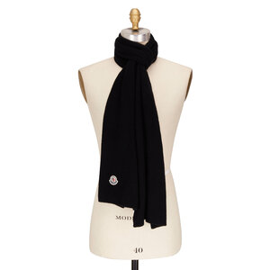 小物 NEXTRAVELER BLACK POCKER with DOWN SCARF Moncler - Black Knit Scarf | Mitchell Stores