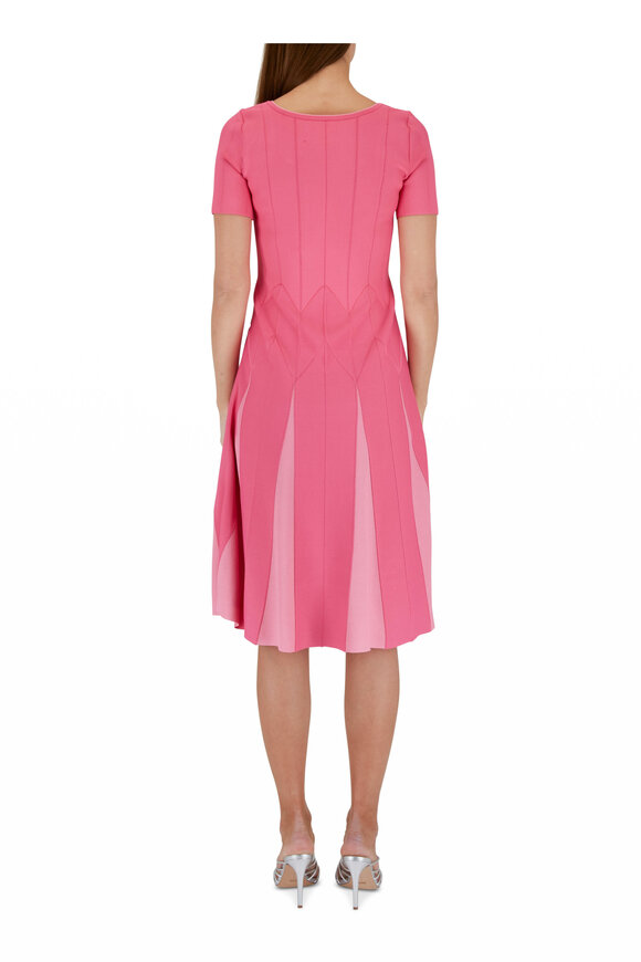 Carolina Herrera - Pink Scoop Neck Godet Dress 