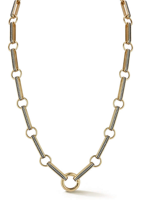 Storrow 14k Gold Book Link Diamond Pave Ellis Chain - view 2