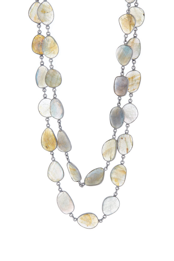 Loriann - Rhodium Silver Labradorite Necklace