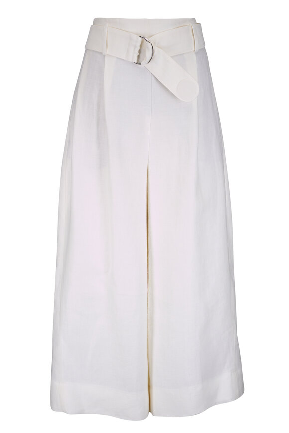 Akris Punto Fiorella Cream Linen Wide-Leg Culotte