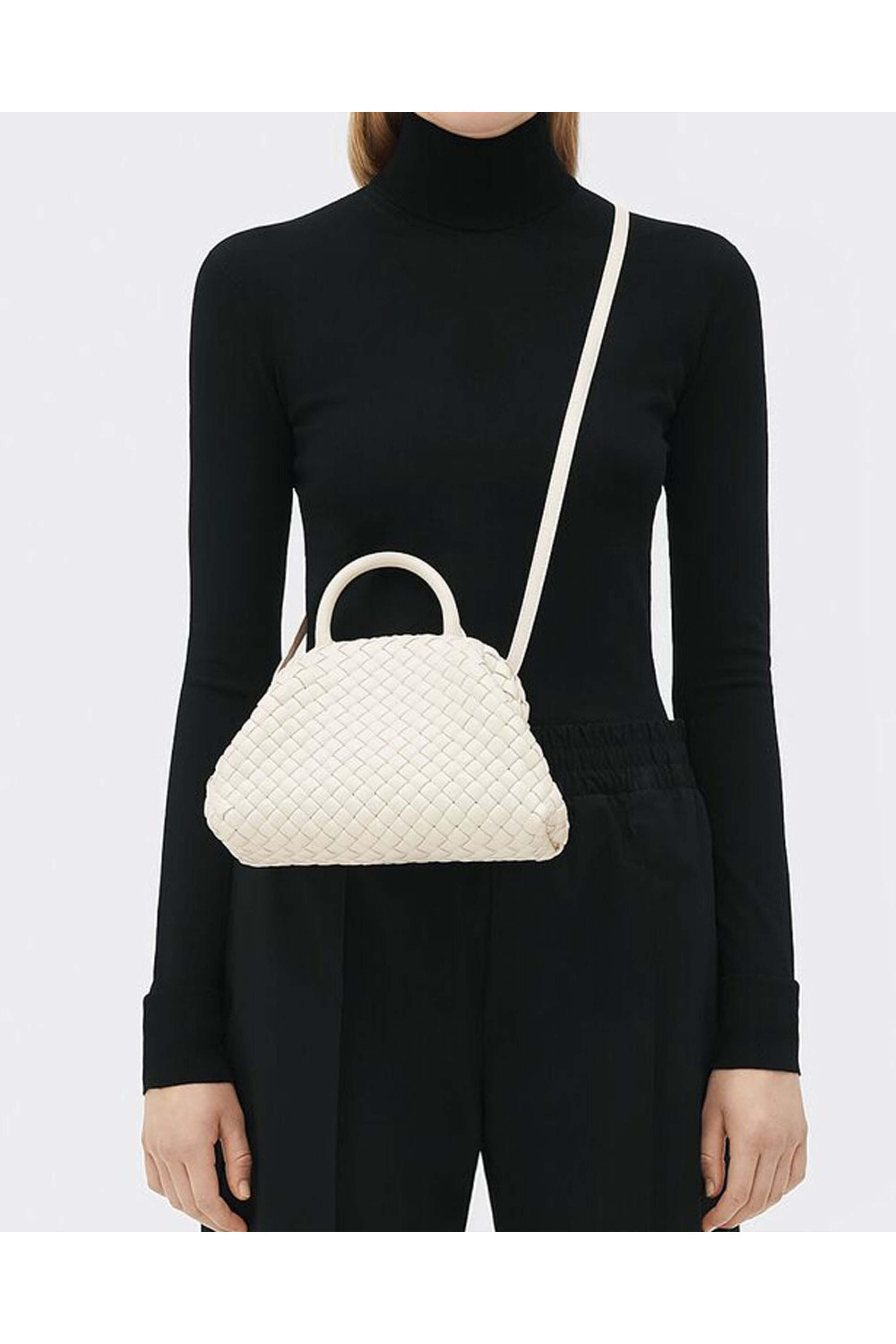 Bottega Veneta - Mini Handle Bag in Chalk
