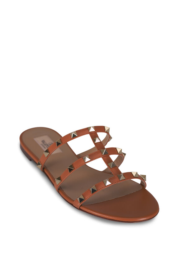Valentino Garavani Almond Beige Leather Rockstud Sandal