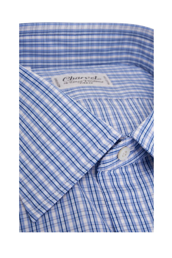 Charvet - Teal & Blue Check Cotton Dress Shirt