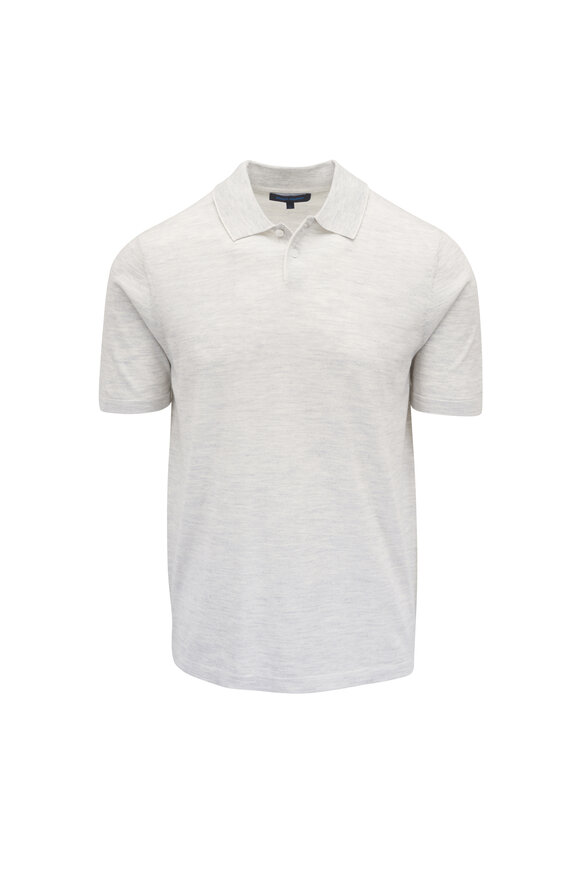Patrick Assaraf Light Gray & White Tipped Polo