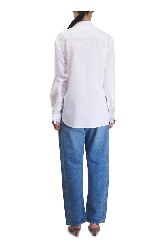 Loewe White Draped Cotton Poplin Blouse - view 3