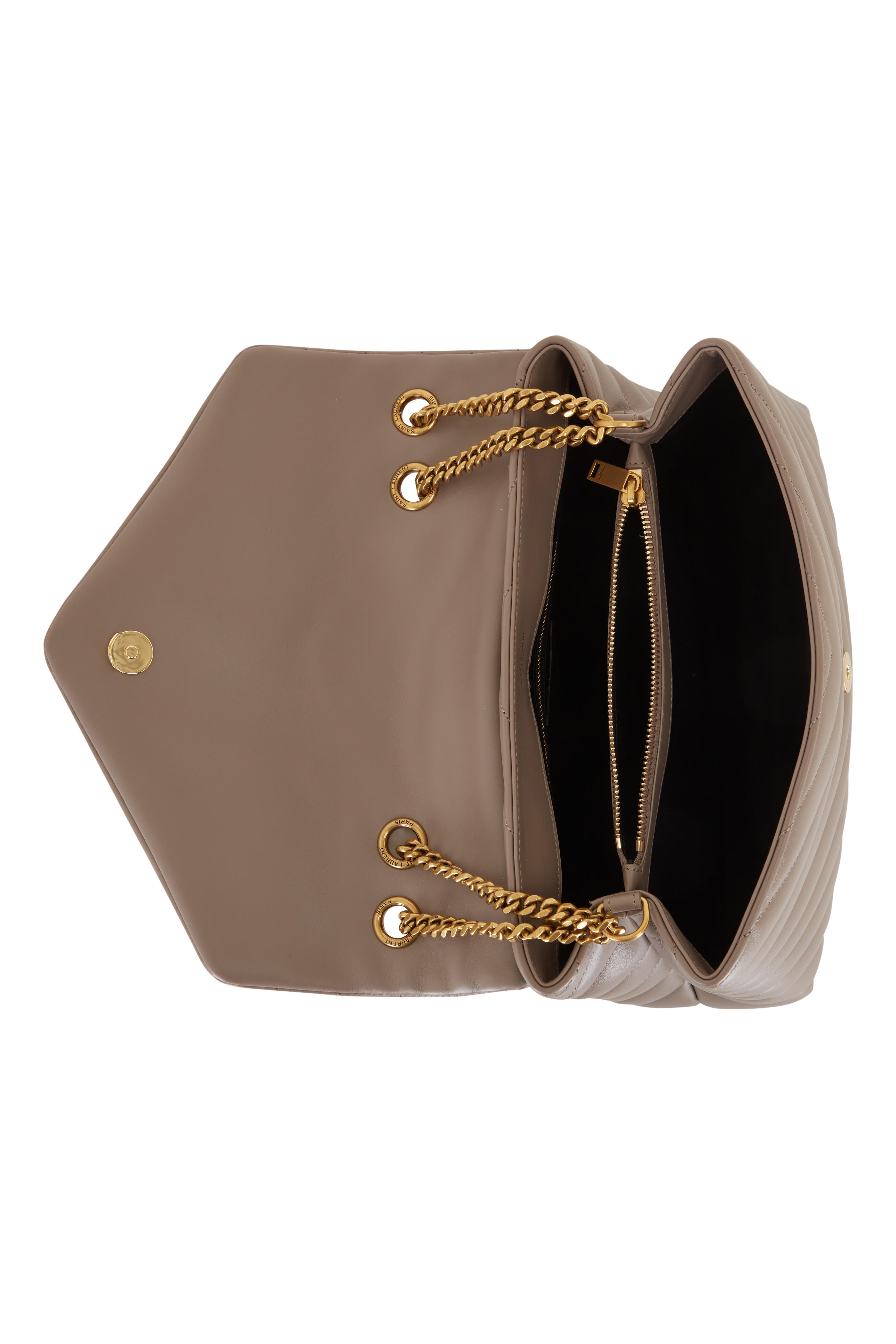 Saint Laurent - Loulou Gray Brown Leather Medium Shoulder Bag