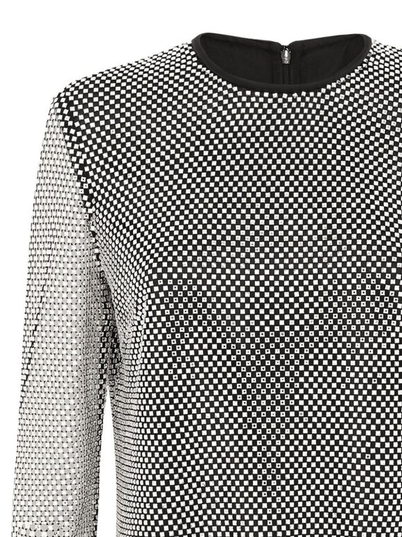 Dolce & Gabbana - Crystal Mesh Silver Crewneck Blouse