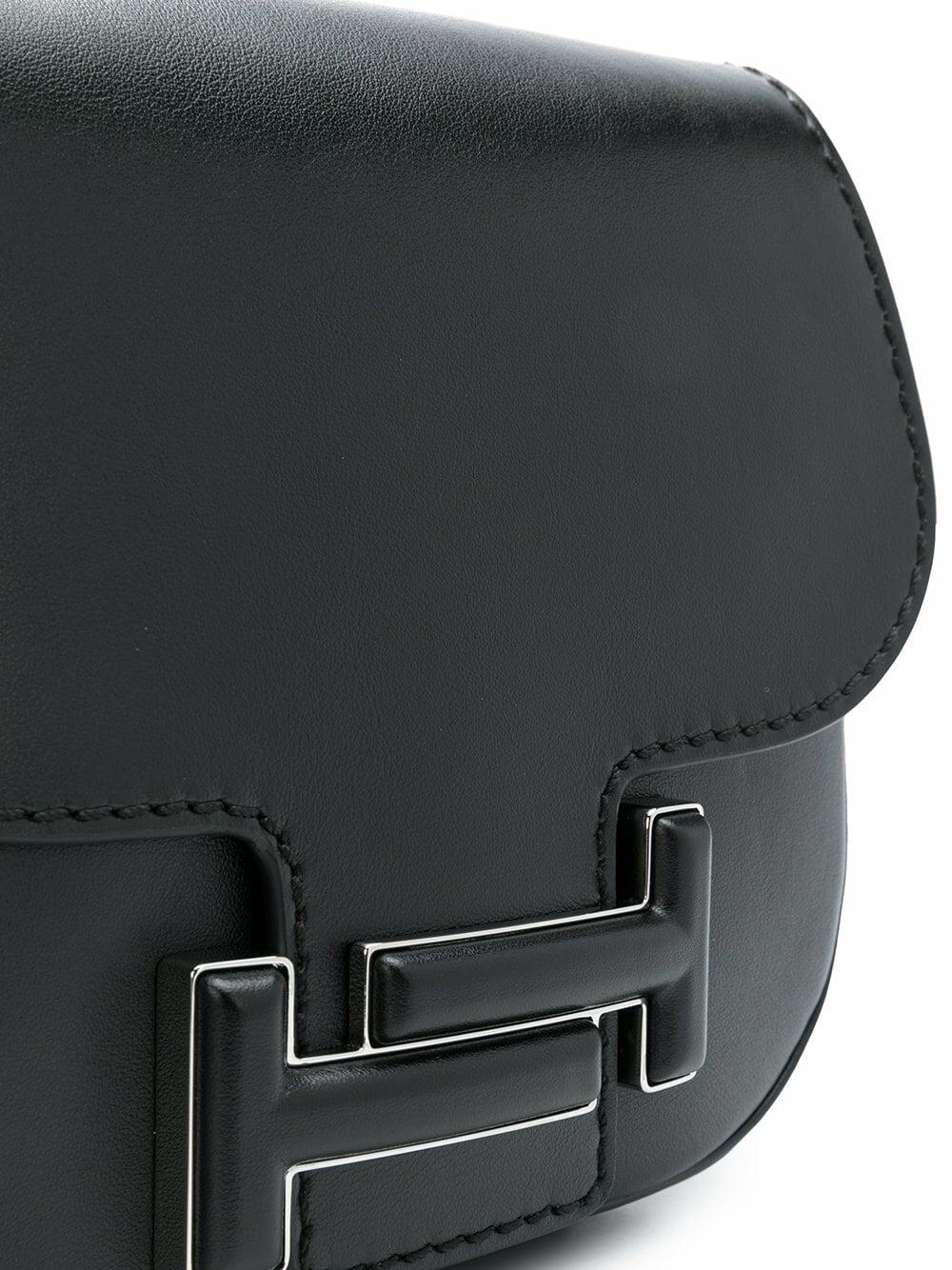 Tod's - Double T Black Leather Crossbody Bag | Mitchell Stores