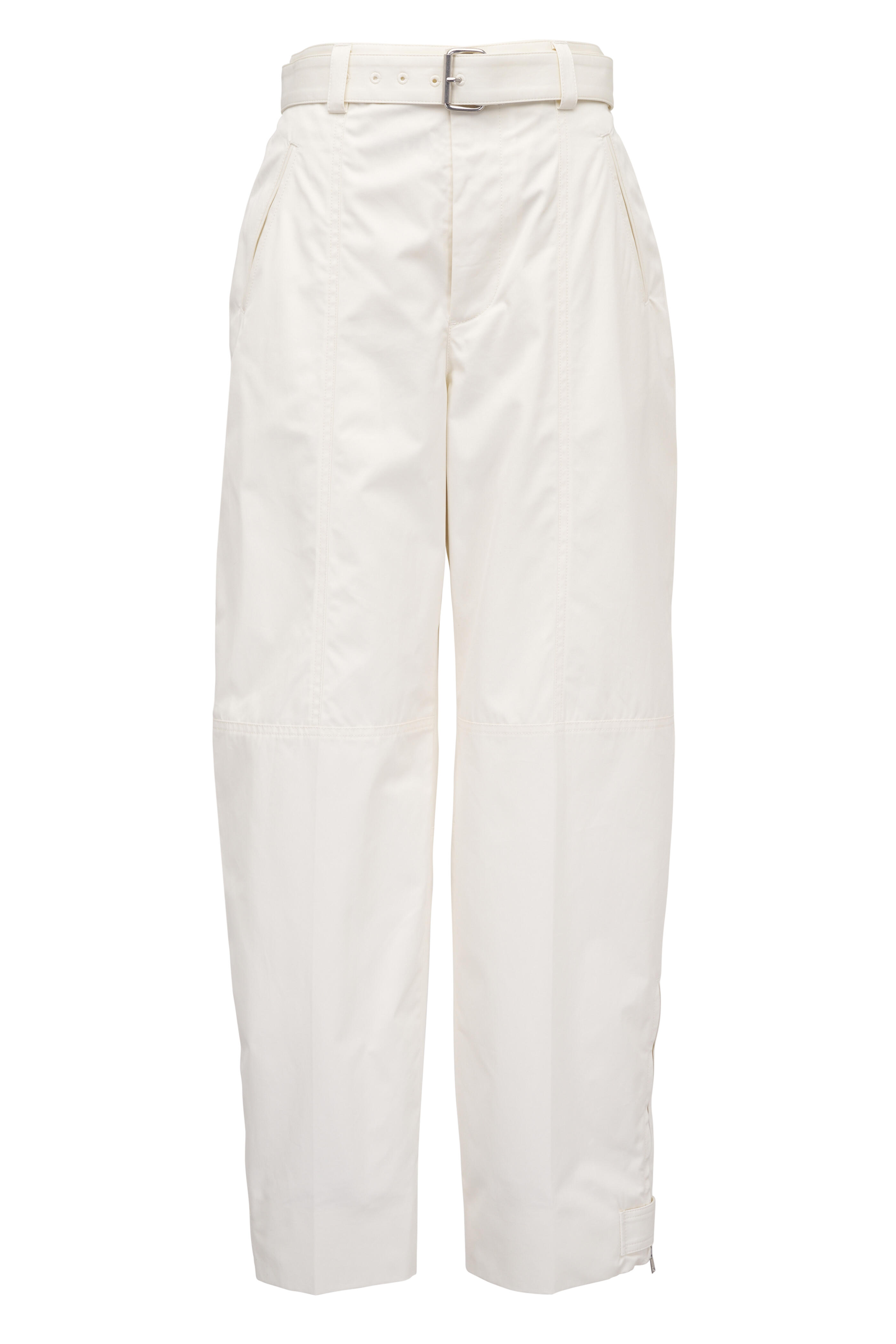 Bottega Veneta - Frosting Off White Cotton Twill Belted Pant