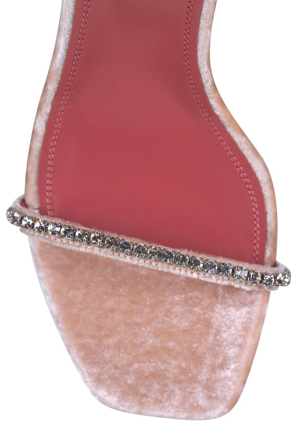 Amina Muaddi - Gilda Velvet Crystal Strap Sandal, 70mm