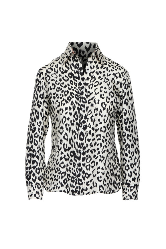 La Prestic Ouiston Joana Ecru Panther Button Front Shirt