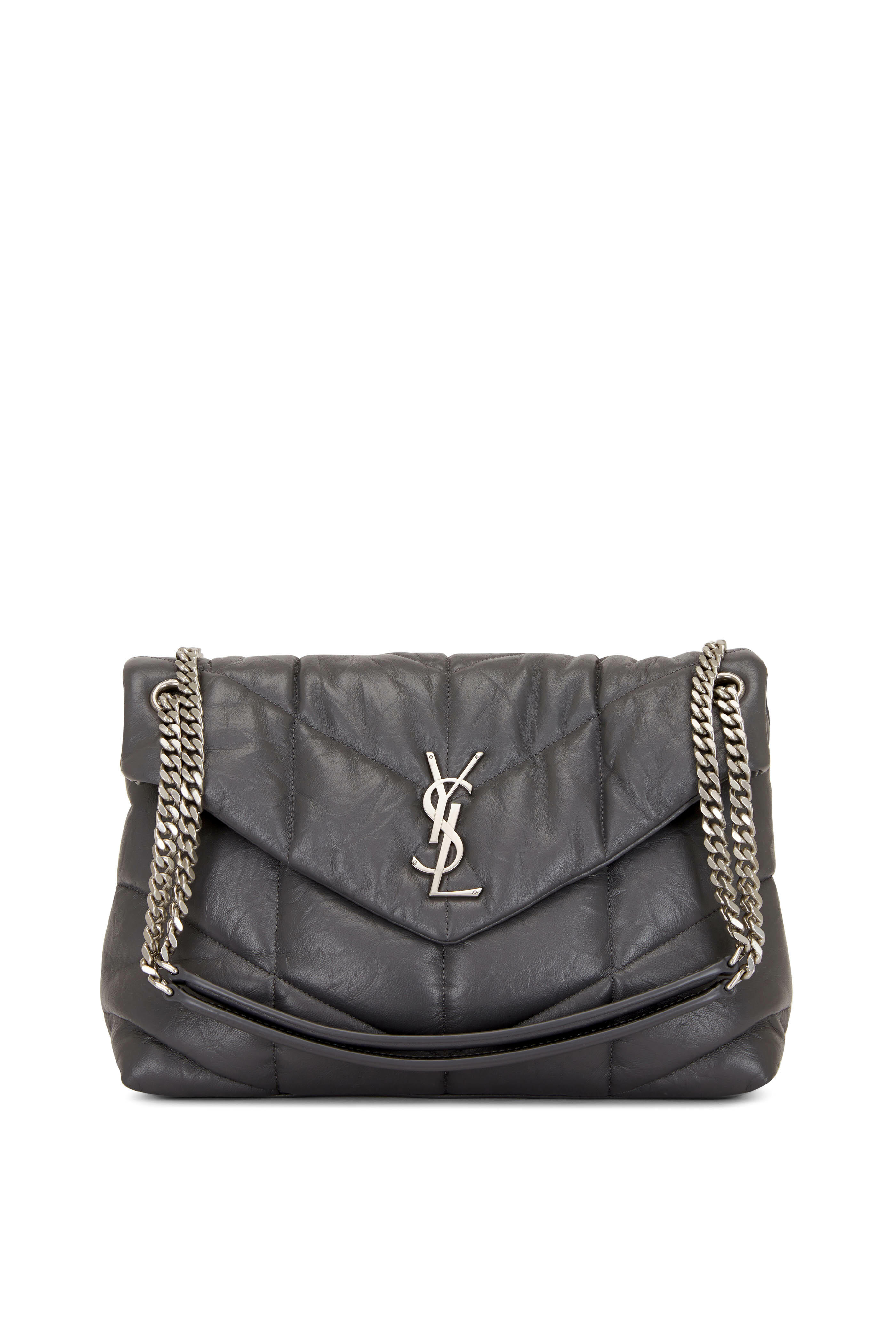 Saint Laurent Small Puffer Loulou Storm Leather Shoulder Bag New