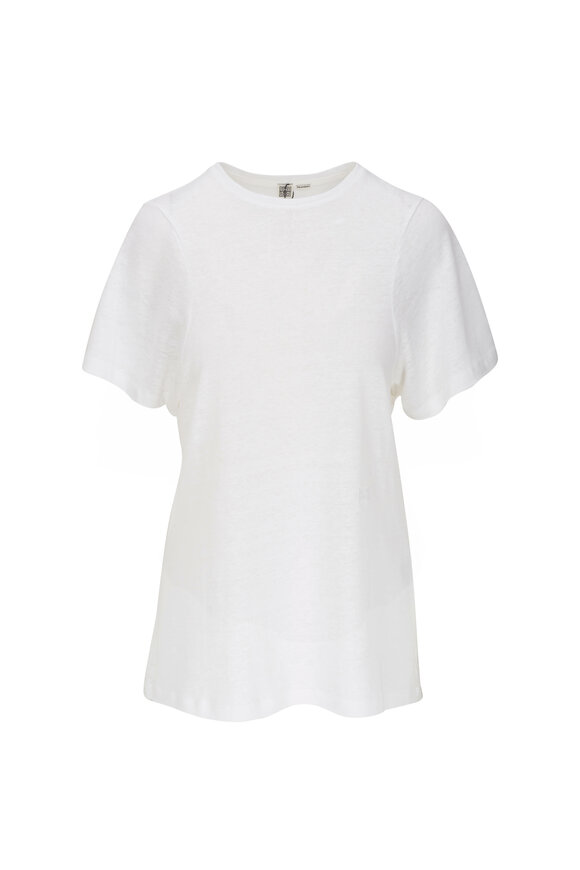 Totême - White Linen Curved Seam T-Shirt