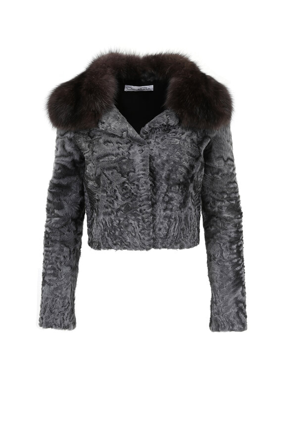 Oscar de la Renta Furs - Graphite Persian Lamb Cropped Jacket