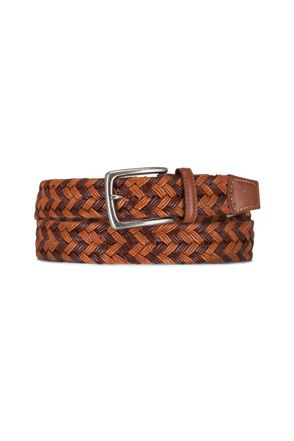 Torino Brown & Khaki Braided Leather Belt 