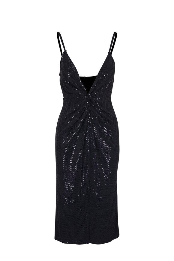 L'Agence Chatou Sequin Twist-Front Midi Dress