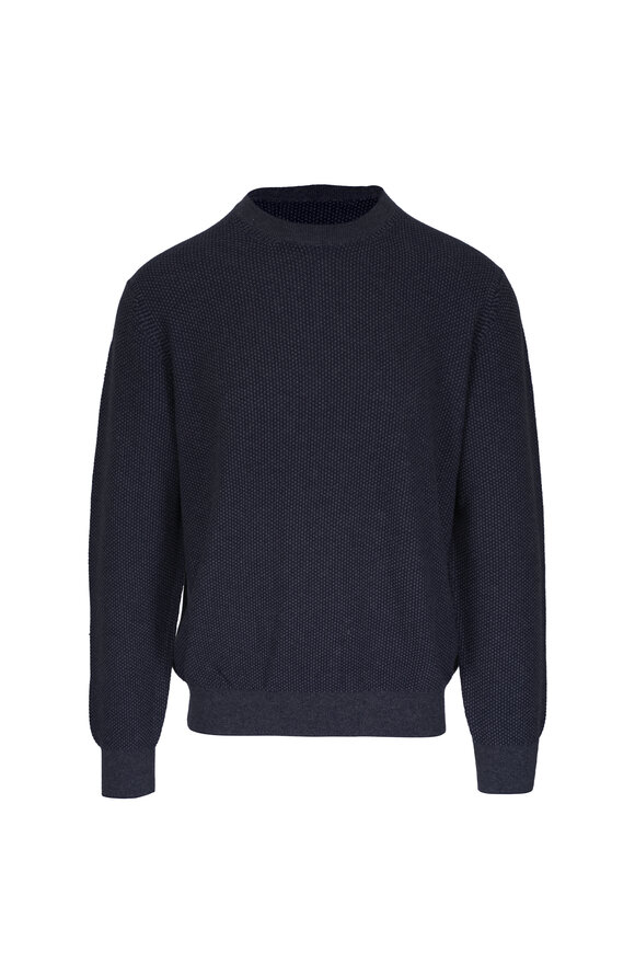 Vince Coastal Blue Geo-Jacquard Crew Neck Sweater
