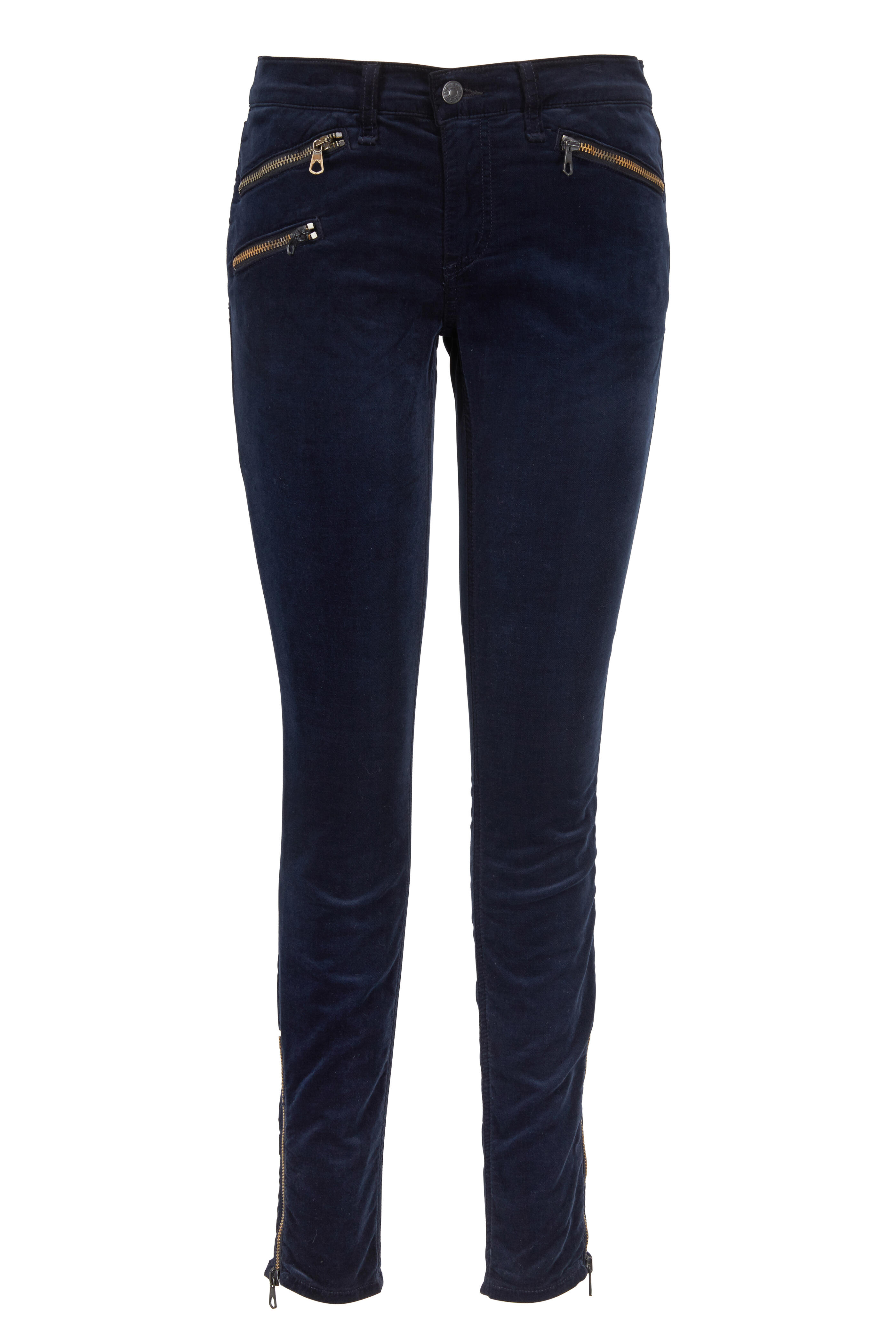 Rag & Bone - Navy Blue Velvet Three-Zip Jeans
