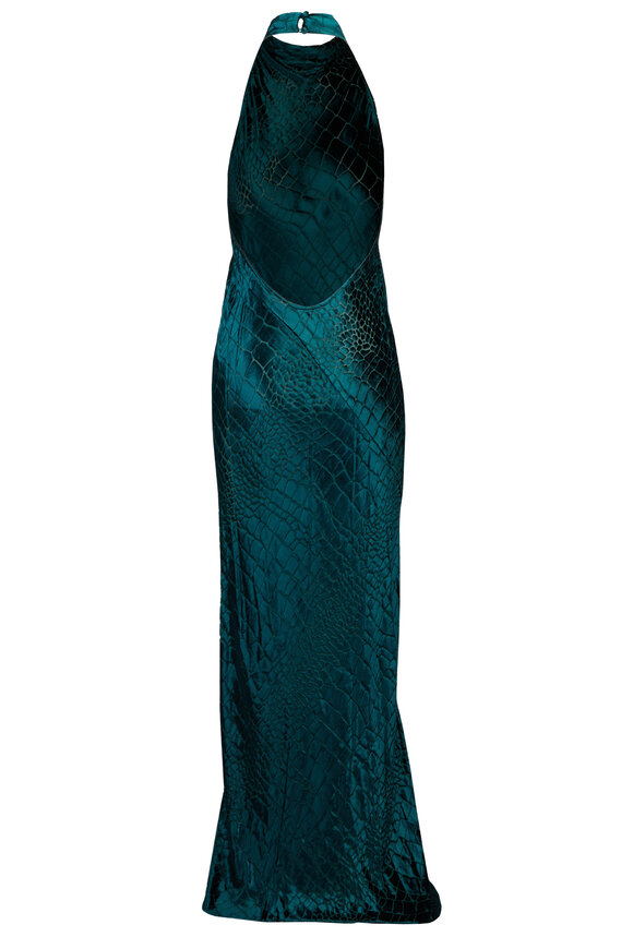 The Sei Halter Bias Forest Green Printed Gown - view 2