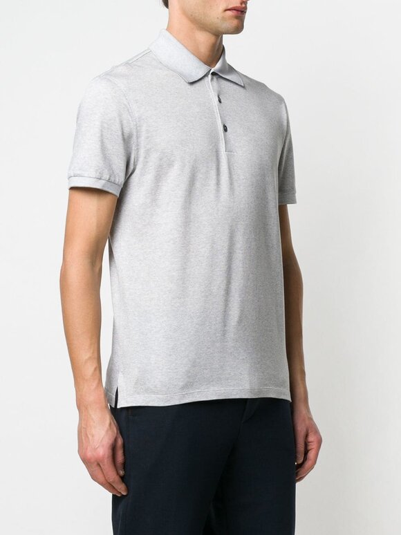 Zegna - Light Gray Cotton Short Sleeve Polo