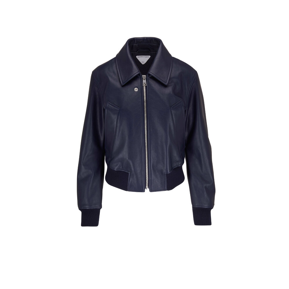 Bottega Veneta - Starry Night Blue Leather Bomber Jacket