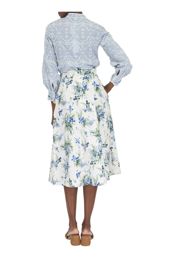 Veronica Beard - Arwen Off White Multi Floral Midi Skirt 