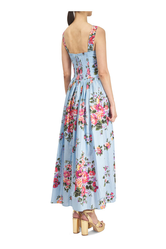 Dolce & Gabbana Light Blue Multi Flower Bouquet Print Dress - view 4
