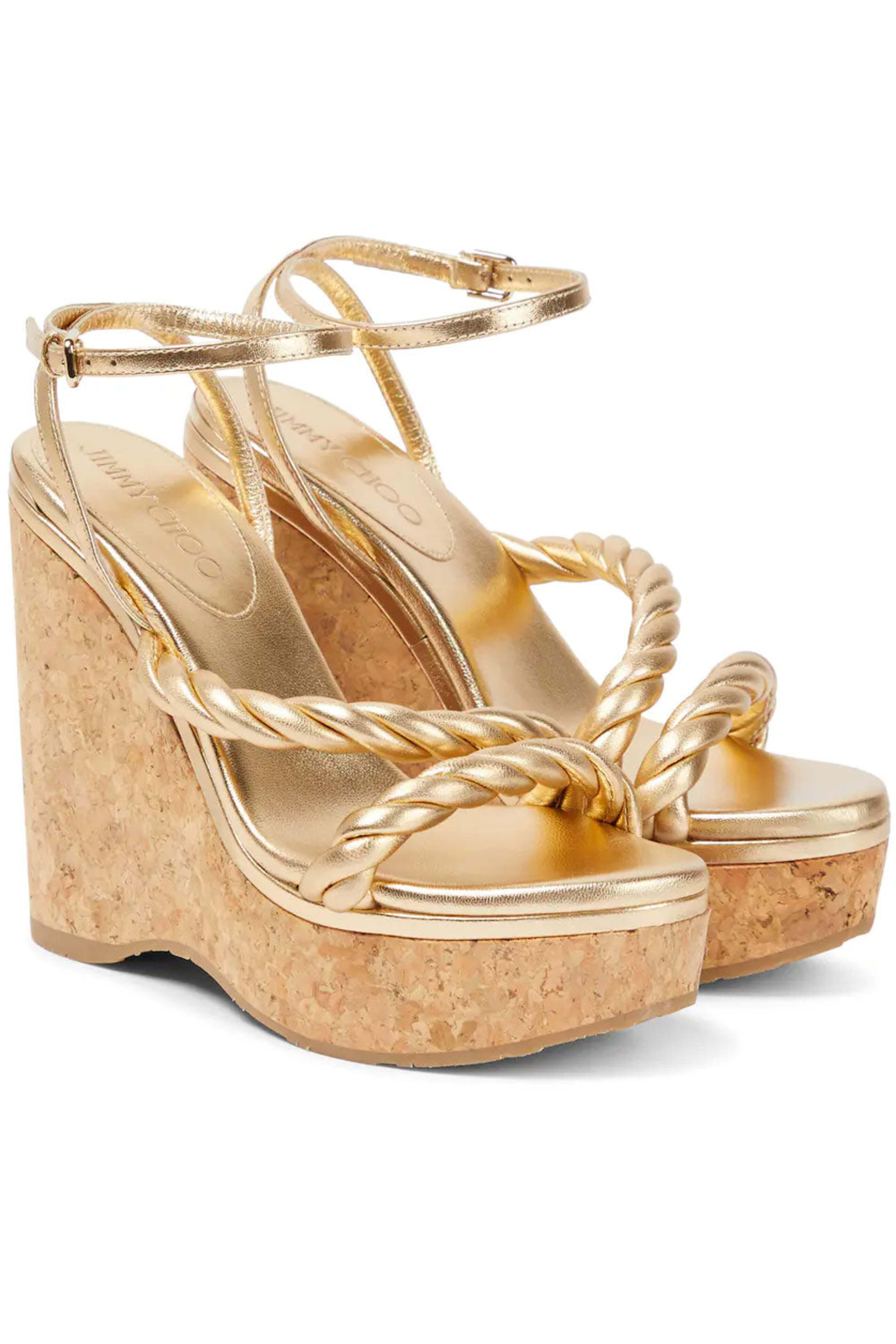 Jimmy Choo - Diosa Wedge Sandal in Gold | Mitchell Stores