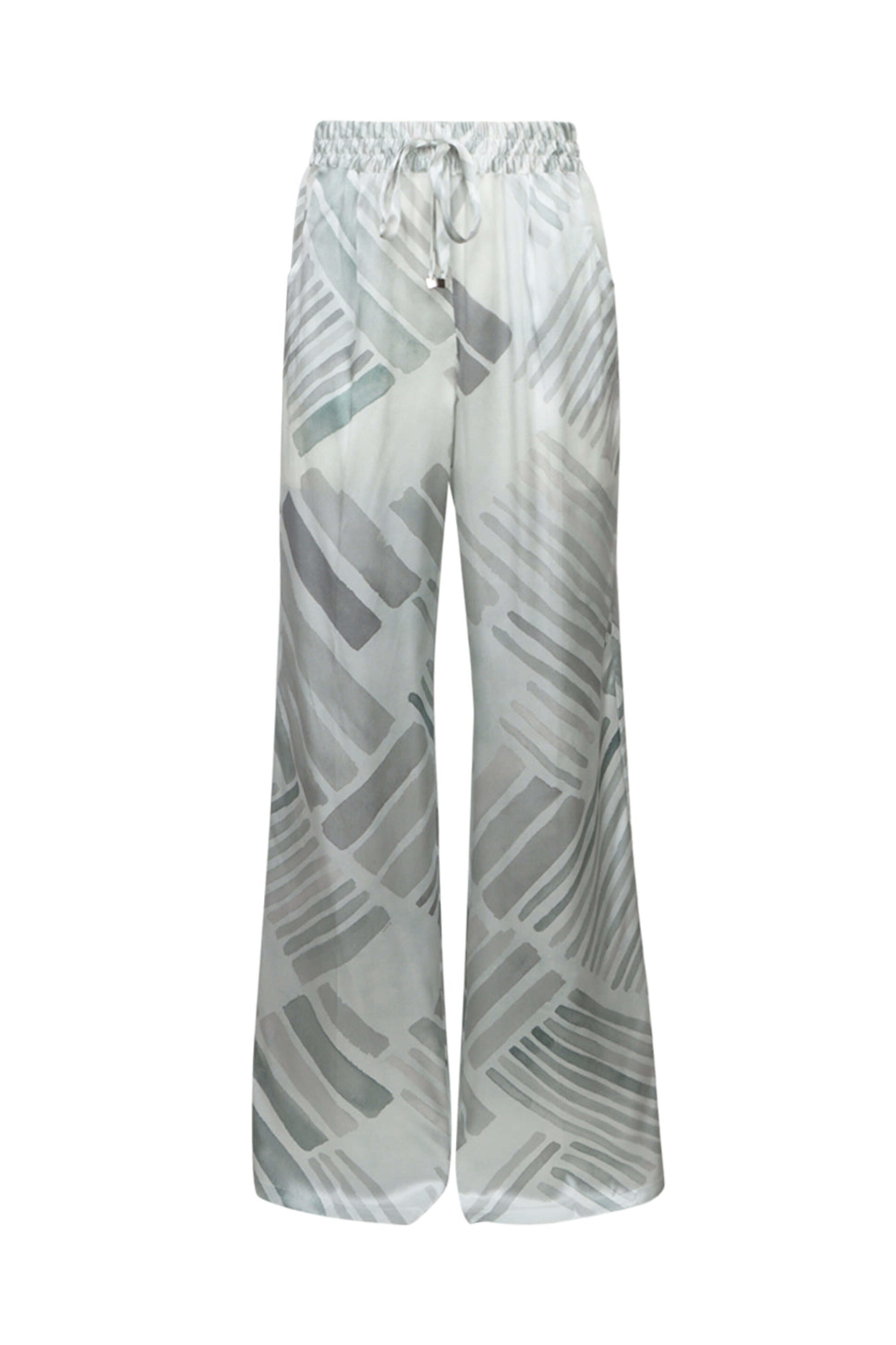 Kiton - Gray & Azure Geometric Straight Leg Pant