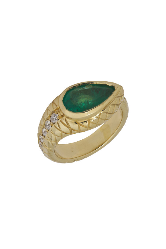 Jenna Blake Emerald Engraved Snake Band Ring
