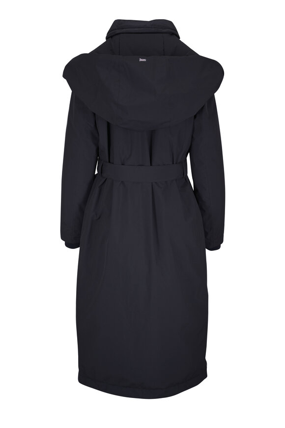 Herno Black Two-Layer Wind-Stopper Down Robe Coat - view 2