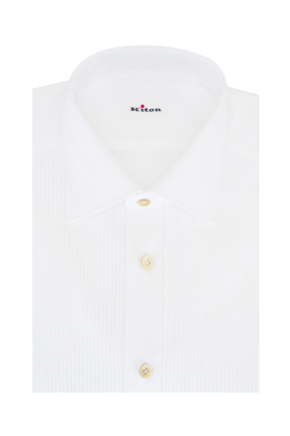 Kiton White Cotton Tux Shirt