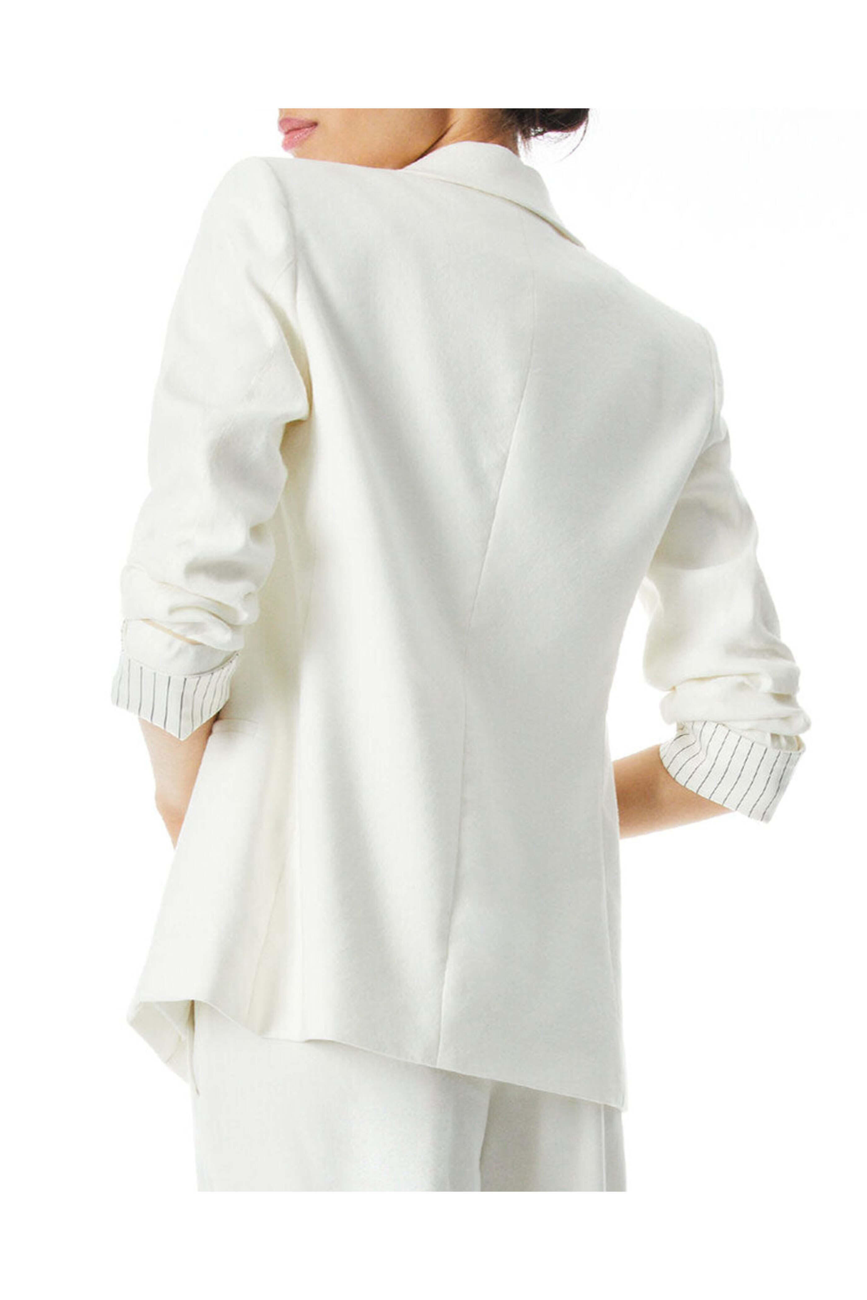 Alice & Olivia - Optic White Scrunch Cuff Nigel Blazer