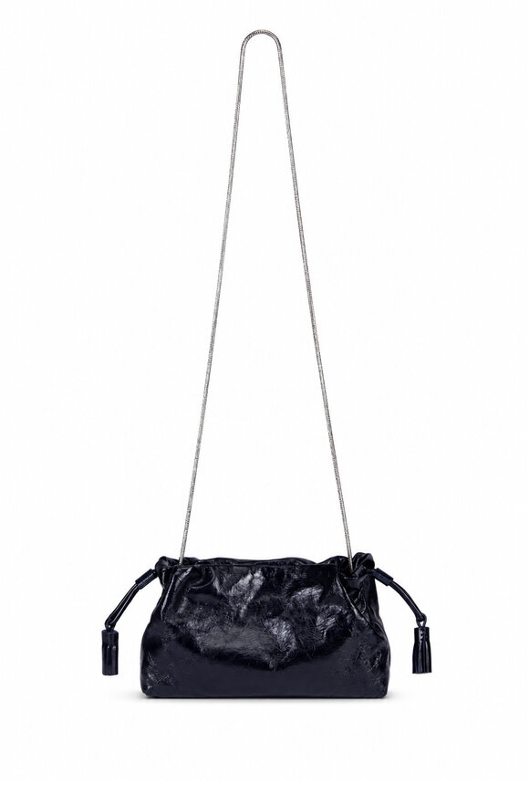 Veronica Beard Small Crinkle Navy Leather Drawstring Stash Bag - view 2