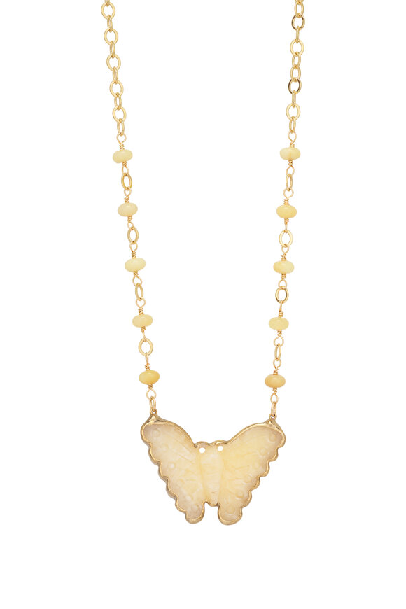 Cristina V. Yellow Calcite Butterfly Necklace - view 1