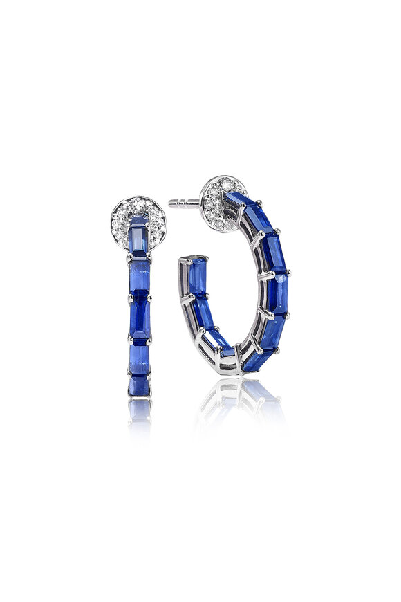 Nam Cho - Baguette Sapphire & Diamond Hoops