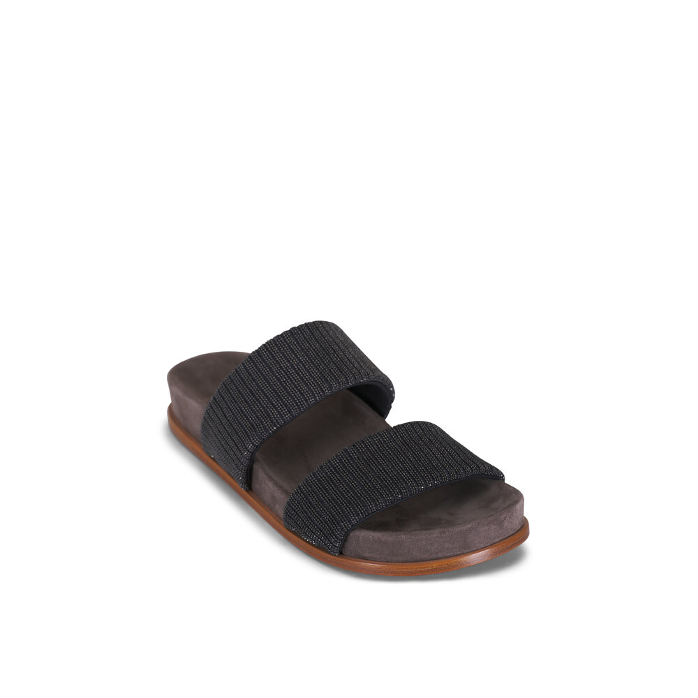Brunello Cucinelli - Antracite Monili Double Strap Sandal