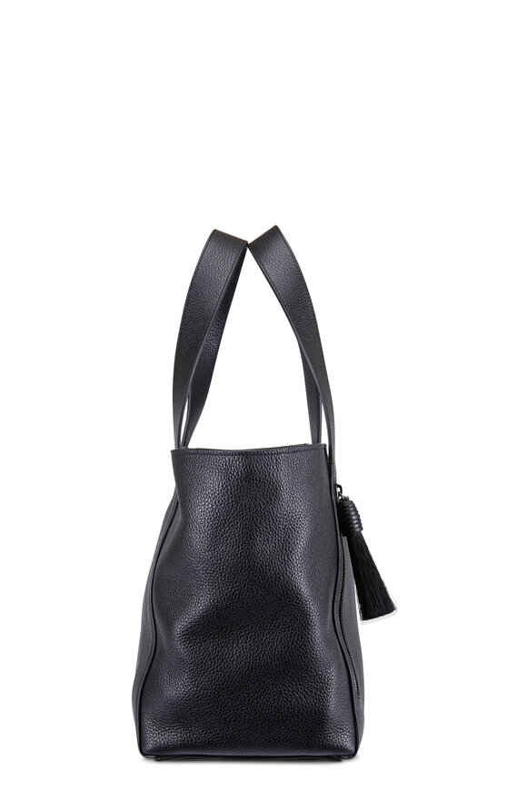 Akris - Alexa Black Leather Horsehair Tassel Small Tote