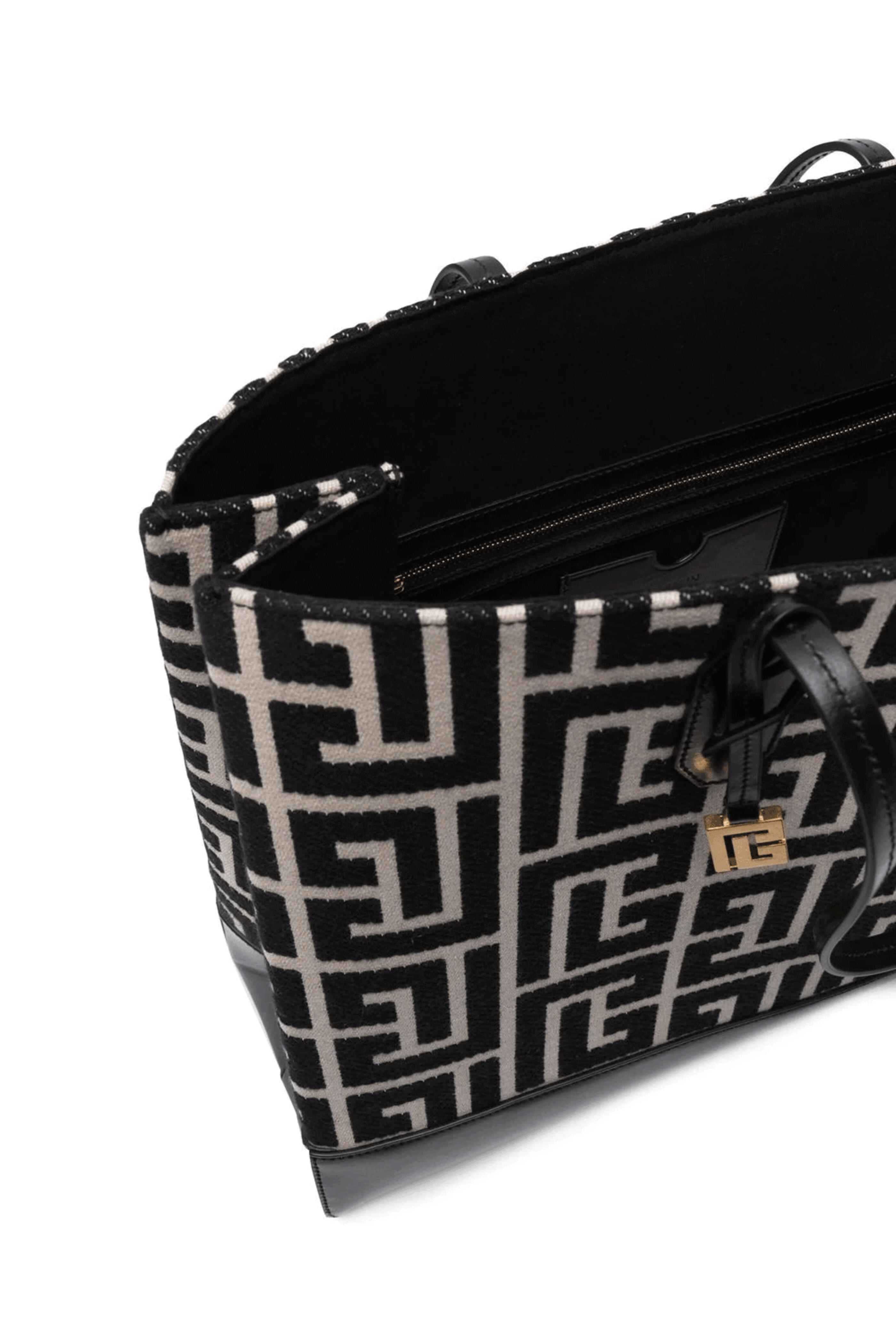 Balmain - Monogram Folded Shopping Bag in Ivory and Black - view 4