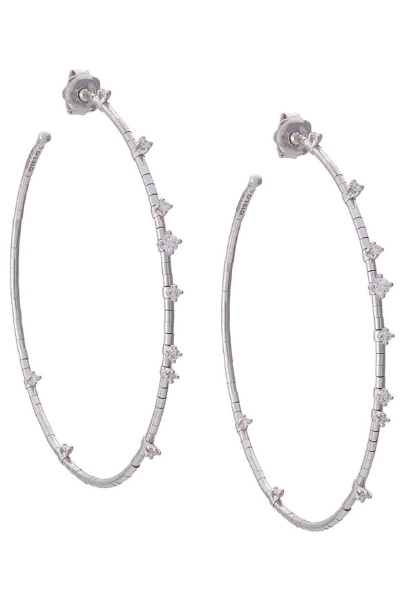 Mattia Cielo 18K White Gold Diamond Hoop Earrings - view 1