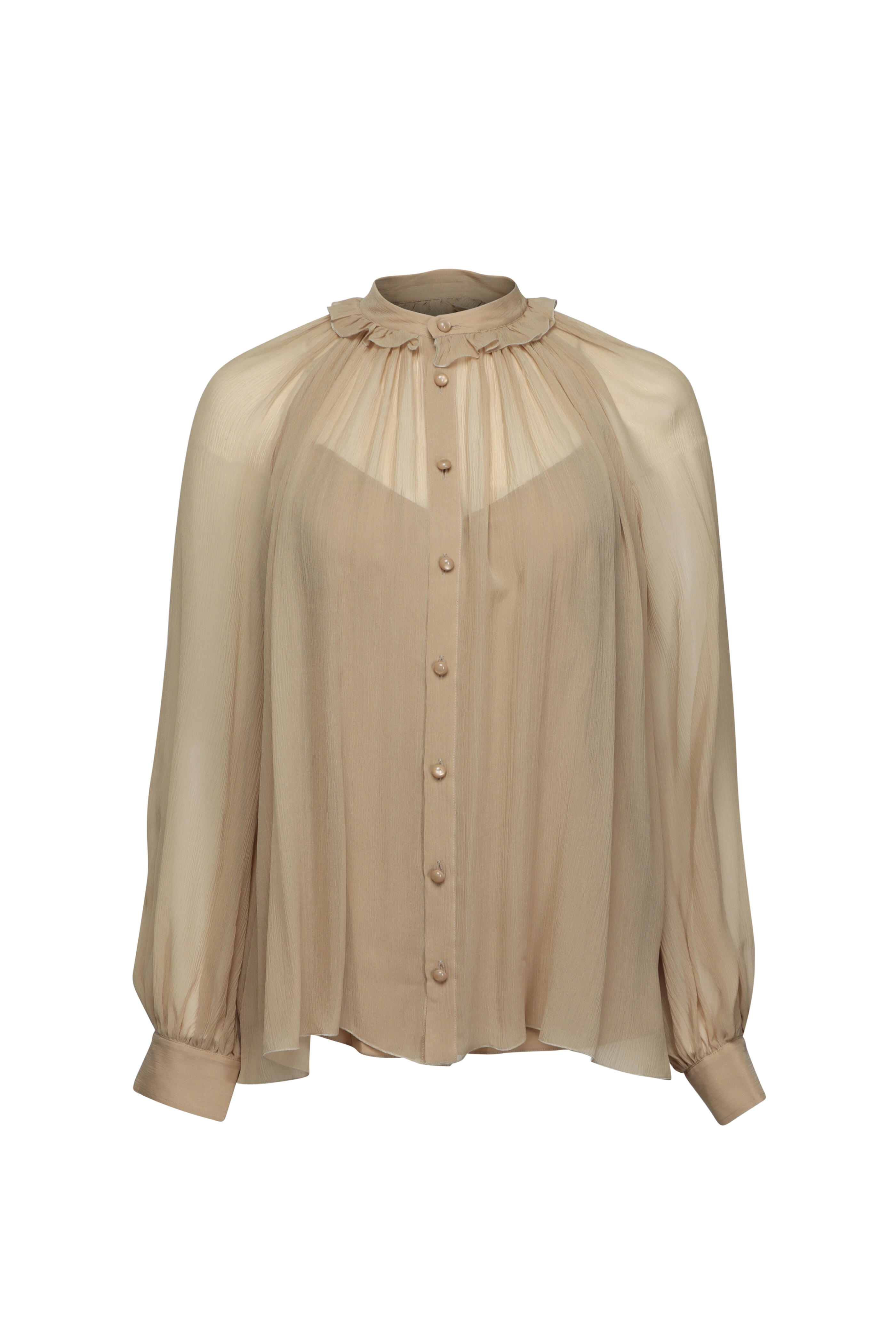 Ralph Lauren - Brooklyn Tan Crinkle Chiffon Blouse