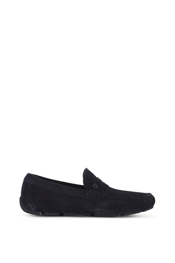 Ferragamo Timothy Navy Blue Suede Driver - view 3