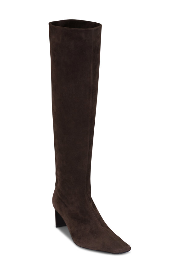 Khaite Ona Dark Brown Suede Knee Boot, 55mm