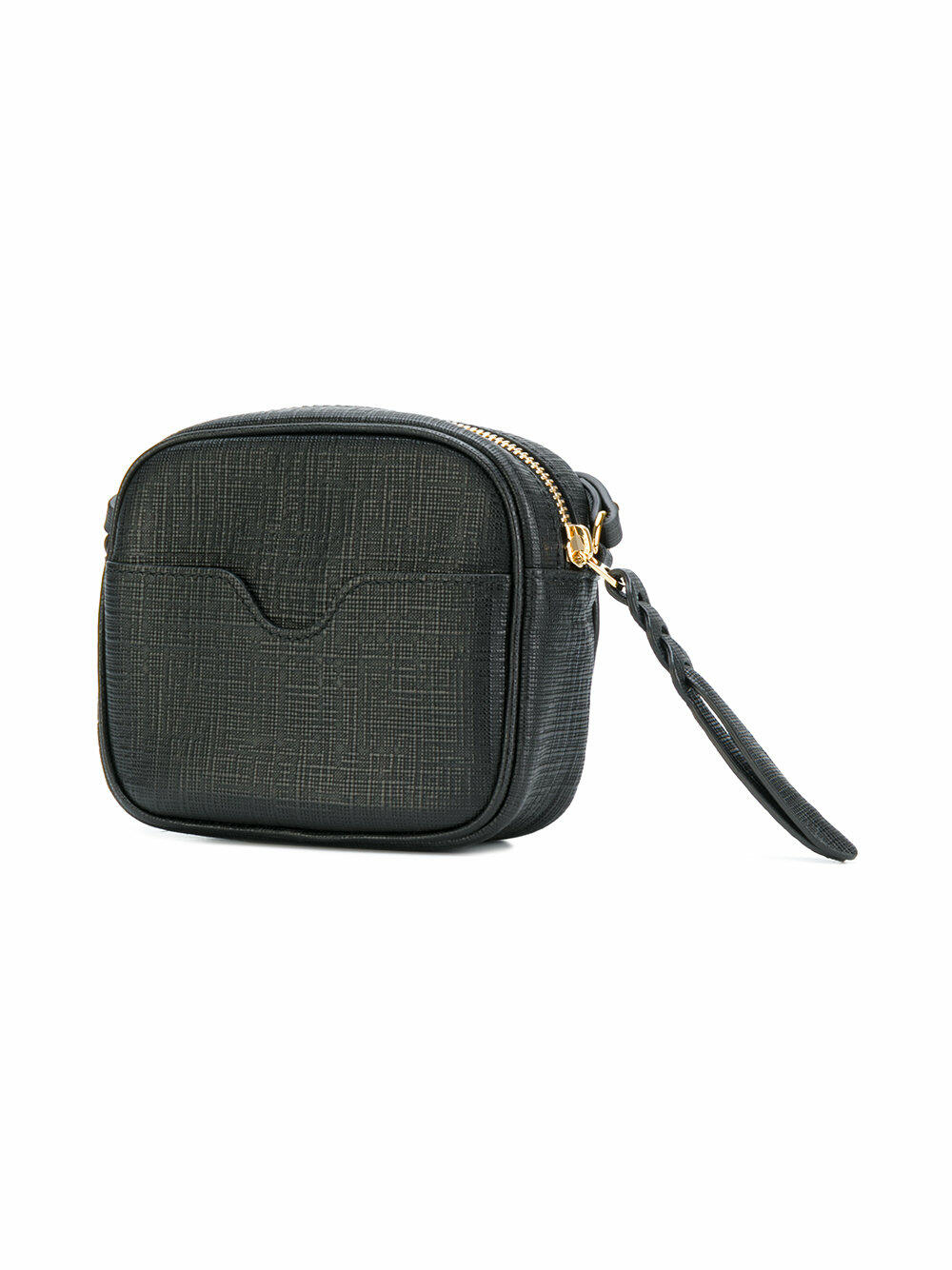 McQueen - Black Textured Embossed Leather Camera Crossbody