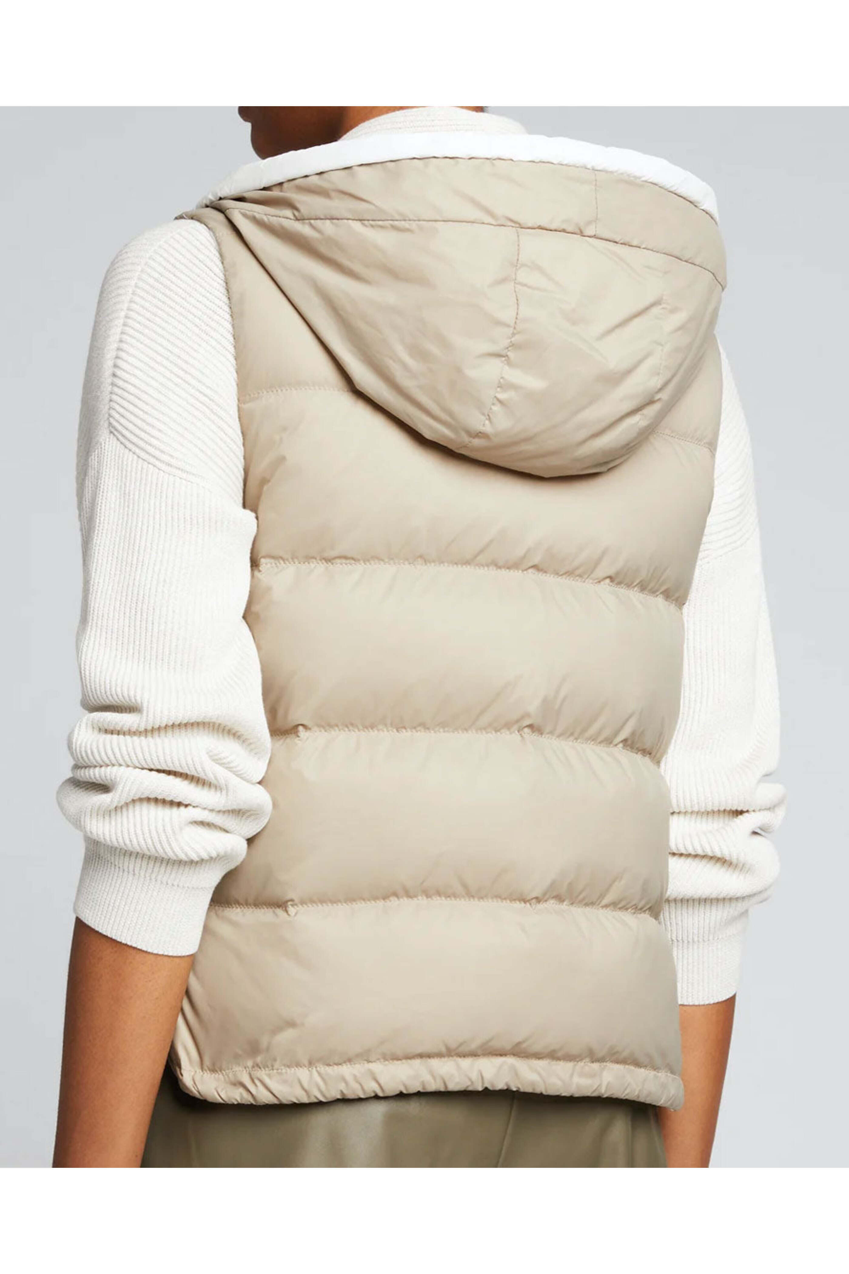 Brunello Cucinelli - Rustic Taupe Taffeta Hooded Vest